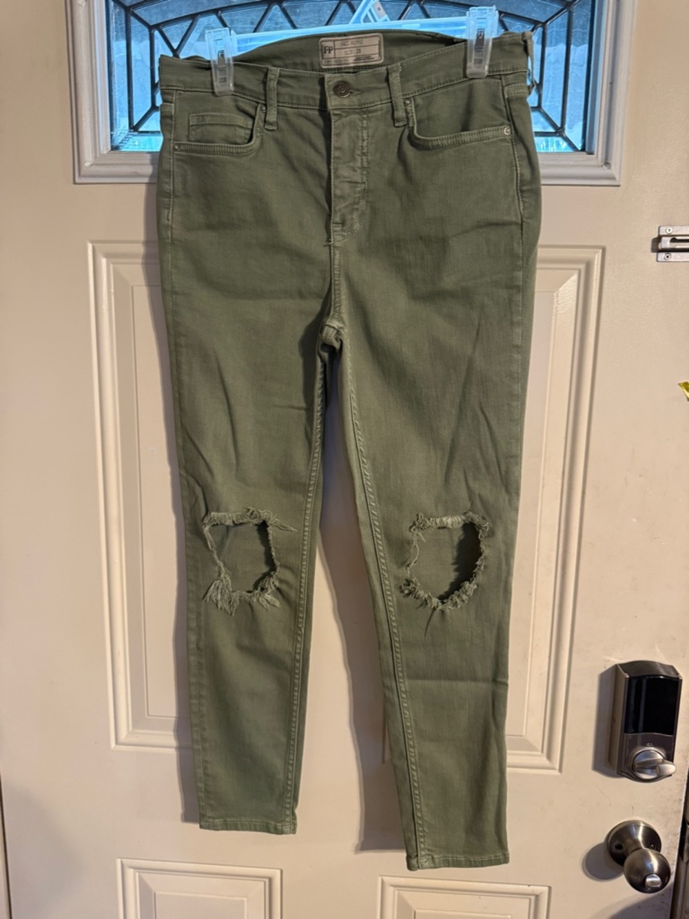 Free People Olive Green High-Rise Jeans